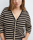 ფოტო #3 პროდუქტის Women's Buttons Detail Striped Cardigan