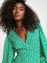 Фото #2 товара Glamorous tulip print wrap mini dress in green