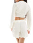 Vero Moda petite plisse shorts co-ord in cream Бежевый, XS - EU 34 - фото #4