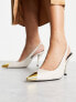 Фото #3 товара ASOS DESIGN Scandal toe cap slingback mid shoes in off white