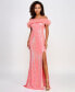 Фото #1 товара Juniors' Tulle-Trim Off-The-Shoulder Sequin Gown, Created for Macy's