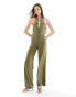 ASOS DESIGN cut out front bead detail wide leg jumpsuit