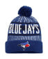 Фото #3 товара Men's Royal Toronto Blue Jays Striped Cuffed Knit Hat with Pom
