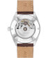 Men's Datron Automatic Swiss Automatic Brown Leather Strap Watch 40mm