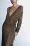 Metallic mesh knit dress