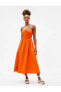 Фото #3 товара Midi Elbise Ince Askılı Pencere Detaylı Beli Gipeli Fiyonk Detaylı