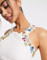 Фото #6 товара Hope & Ivy halter neck midaxi embroidered dress in ivory