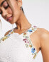 Hope & Ivy halter neck midaxi embroidered dress in ivory