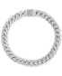 ფოტო #1 პროდუქტის EFFY® Men's White Topaz Pavé Curb Link Bracelet (1/3 ct. t.w.) in Sterling Silver
