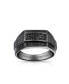 Men's Geometric Micro Rectangle Black CZ Cubic Zirconia Statement Ring Sterling Silver Signet Championship Ring