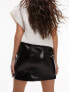 Фото #3 товара Topshop vinyl split detail mini skirt in black