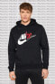 Фото #1 товара Sportswear Hoodie Sweat Cotton Black Kapüşonlu Siyah Sweatshirt