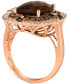 ფოტო #2 პროდუქტის Chocolate Quartz (4-3/4 ct. t.w.) & Diamond (1 ct. t.w.) Double Halo Ring in 14k Rose Gold