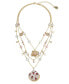 ფოტო #1 პროდუქტის Faux Stone Floral Shell Layered Necklace