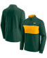 Men's Green, Gold-Tone Green Bay Packers Block Party Quarter-Zip Jacket