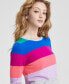 Фото #3 товара Women's 100% Cashmere Striped Crewneck Sweater, Regular & Petites, Created for Macy's