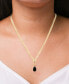 ფოტო #2 პროდუქტის Onyx & Diamond Accent Pear-Shaped Herringbone 18" Pendant Necklace in 14k Gold-Plated Sterling Silver
