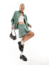 Фото #1 товара Something New X Chloe Frater zip front denim bomber jacket co-ord in washed watercress green