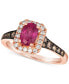 ფოტო #1 პროდუქტის Passion Ruby (3/4 ct. t.w.) & Diamond (1/2 ct. t.w.) Halo Ring in 14k Rose Gold