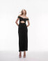 Фото #2 товара Topshop jersey bandeau ruched midi dress in black