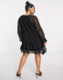 Фото #3 товара ASOS DESIGN Curve lace insert ruched mini smock dress in black