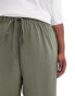 Yours washed twill wide leg trousers in olive