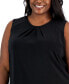 Plus Size Pleated-Neck Sleeveless Top