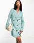 Фото #2 товара In The Style tailored double breasted blazer dress in turquoise