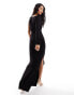 ASOS DESIGN one sleeve cut out maxi dress in black