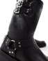 Glamorous harness biker boots in washed grey