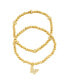 ფოტო #1 პროდუქტის Gold Plated Pair of Bead Bracelets with Crystal Butterfly