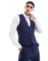 Фото #2 товара ASOS DESIGN wedding skinny suit waistcoat in navy microtexture