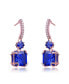 ფოტო #3 პროდუქტის Cubic Zirconia Sterling Silver 18K Rose Plated Sapphire Square Shape Drop Earrings