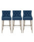 Фото #1 товара 29" Linen Tufted Buttons Upholstered Wingback Bar Stool (Set of 3)