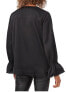 Vince Camuto Womens Satin Wrap Front Shirt Blouse Black Size S