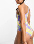 Фото #8 товара Noisy May one shoulder swimsuit in purple 70s floral