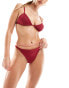 Weekday Ava tanga bikini bottom in dark red exclusive to ASOS