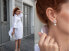 Asymmetric earrings - double earrings with real white pearl and longitudinal earrings with zircons JL0260