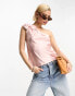 & Other Stories satin one shoulder top with bow detail in pink