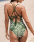 Women's Green Ornate Crossback Standard One-Piece