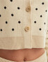 ASOS DESIGN jacquard button through cardigan in cream polka dot co-ord узор в горошек, S - EU 36-38 - фото #3