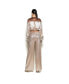 ფოტო #3 პროდუქტის Women's Wide-Leg Rose Gold Pleated Tuxedo Pant With Pockets