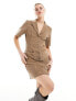 Фото #2 товара ASOS DESIGN button through cord mini dress in mocha