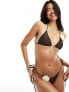 Фото #7 товара Candypants contrast flower tie side bikini bottom in dark brown