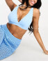 Peek & Beau Fuller Bust Exclusive mix & match scallop plunge long line bikini top in pastel blue BLAU, 70G - фото #1