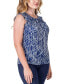 ფოტო #2 პროდუქტის Print Pleated Crew Neckline Back Closure Sleeveless Top