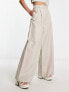Фото #1 товара ASOS DESIGN high waisted wide leg trouser in stone