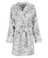 ფოტო #3 პროდუქტის Women's Marble Luxe Fleece Plush Pom Pom Robe