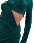 Фото #2 товара ASOS DESIGN plisse drape cut out detail midi dress in bottle green