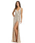 ფოტო #1 პროდუქტის Women's Sequined Faux Wrap Sleeveless Gown